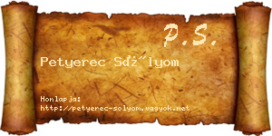 Petyerec Sólyom névjegykártya